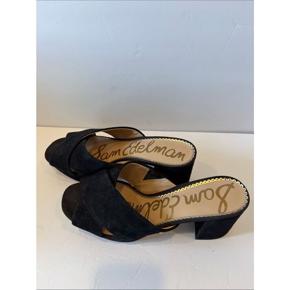 Sam Edelman Black Suede Crisscross Sandals - Picture 2 of 6